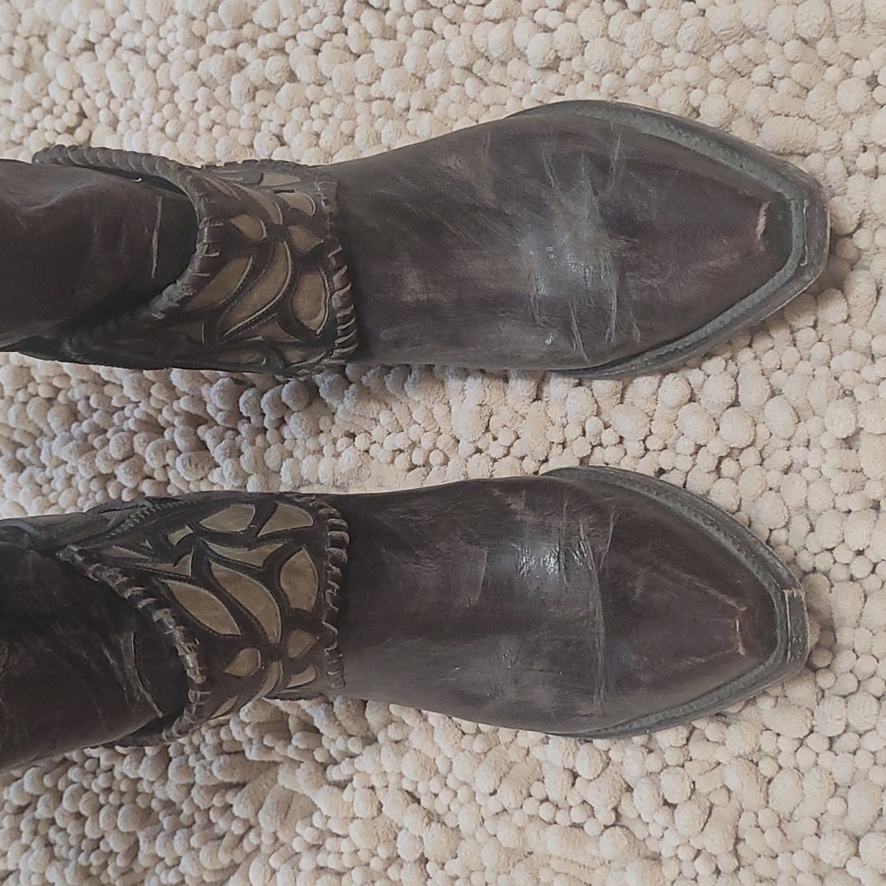 Old Gringo 7 1/2 B Distressed walking heel knee Boots - Picture 9 of 16